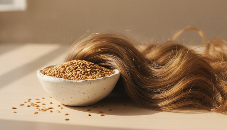 Flax Seeds for Hair Growth beside healthy natural hair