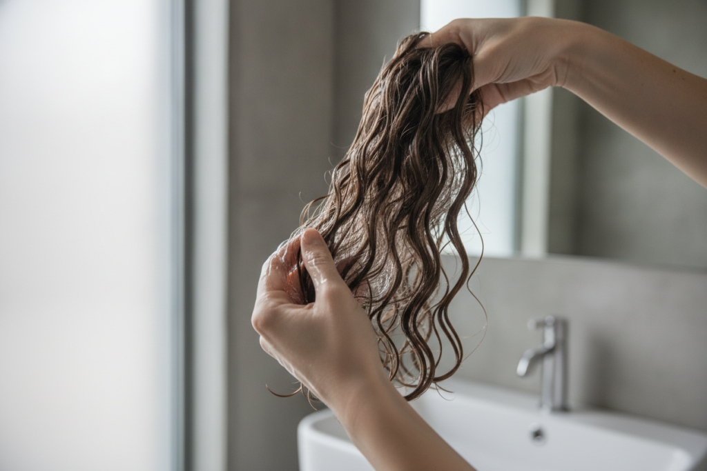 Flexible gel scrunched into natural waves