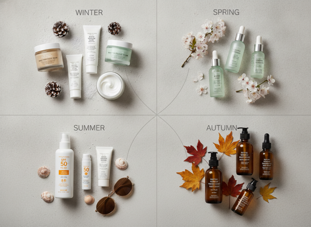 Four seasons skincare routine products for year-round glowing skin