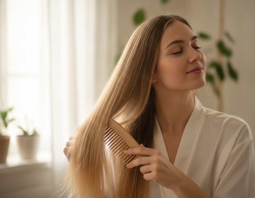 Gentle brushing routine that helps prevent hair breakage