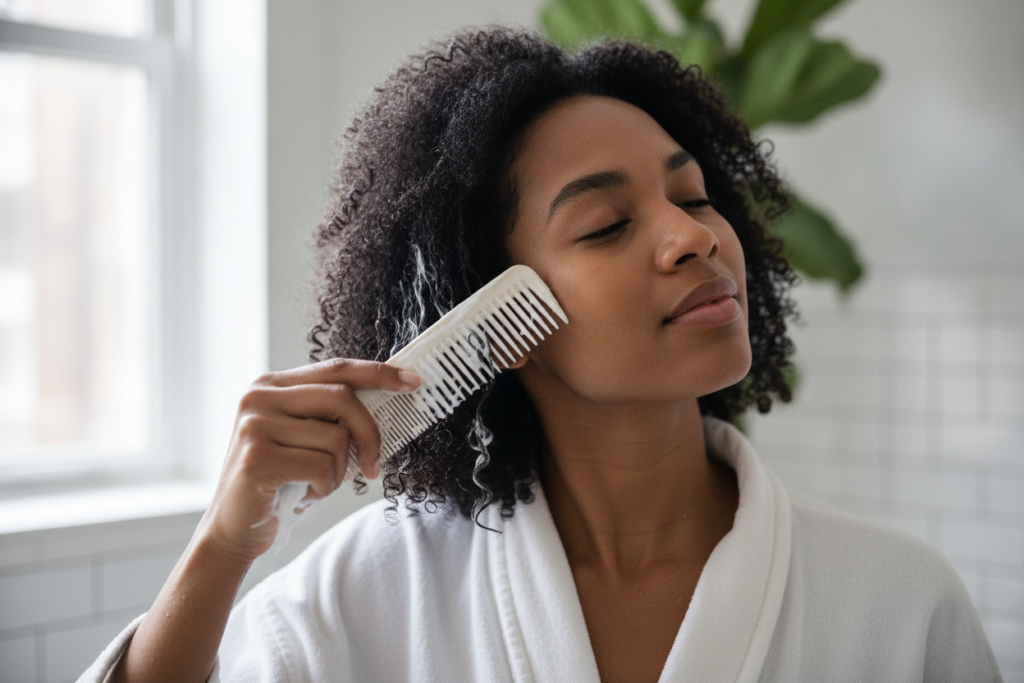 Gentle detangling routine for natural hair growth support