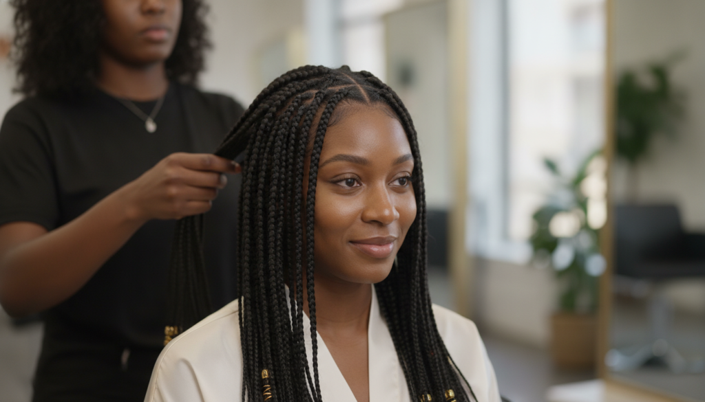 Gentle natural hair braids with protected ends