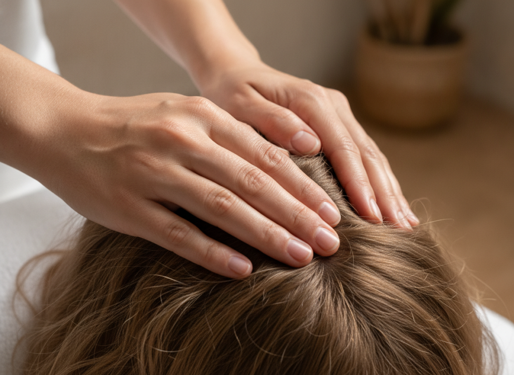 Gentle scalp massage for hair health