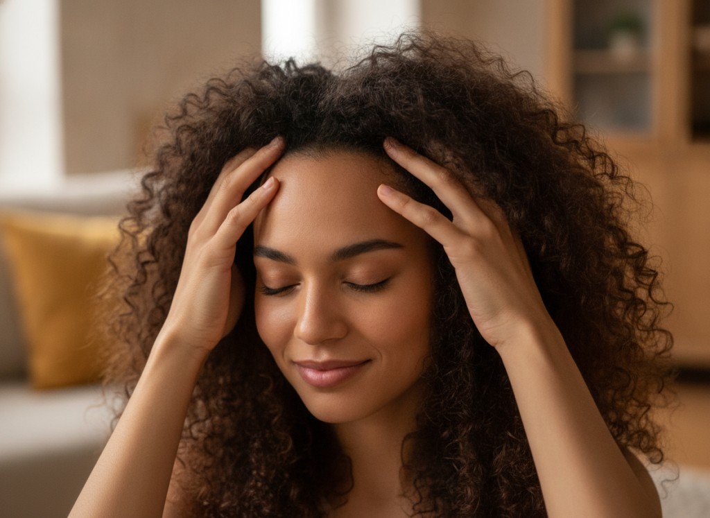 Gentle scalp massage with clean fingertips