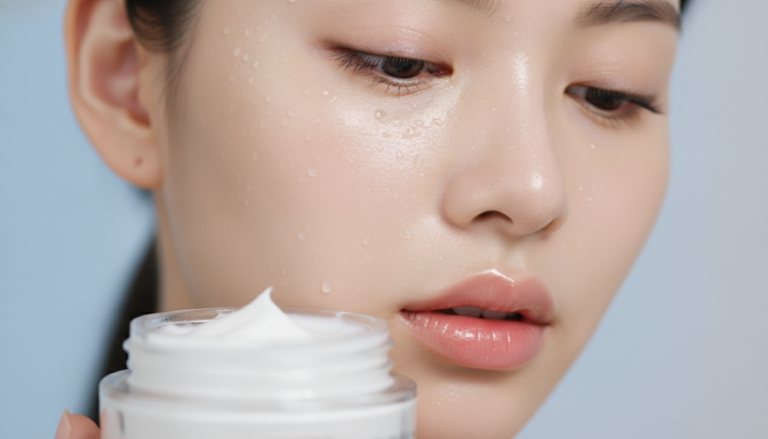 Glass Skin Moisturizer application on glowing translucent skin