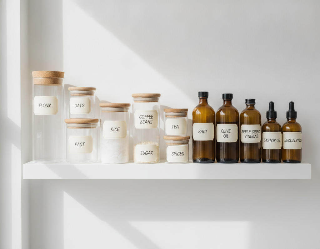 Glass jars and containers for storing homemade skin care