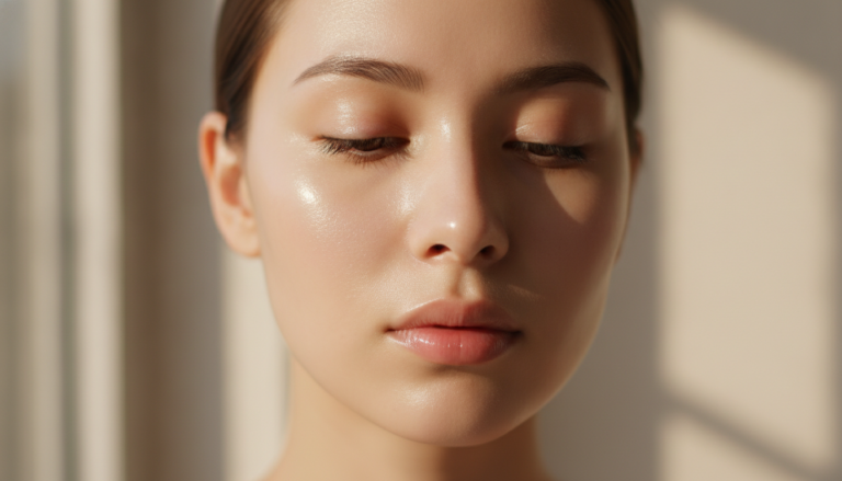 Glass skin remedies showing luminous, dewy complexion with natural glow