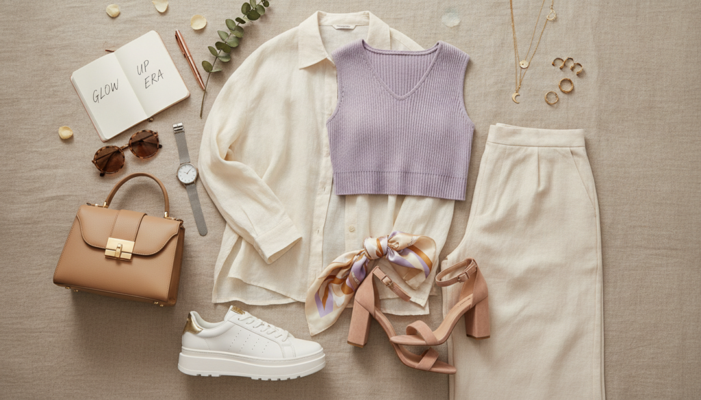 Glow Up Era Aesthetic outfit styling with accessories