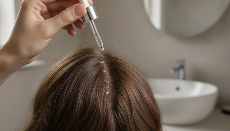Hair Growth Serum applied to a healthy scalp