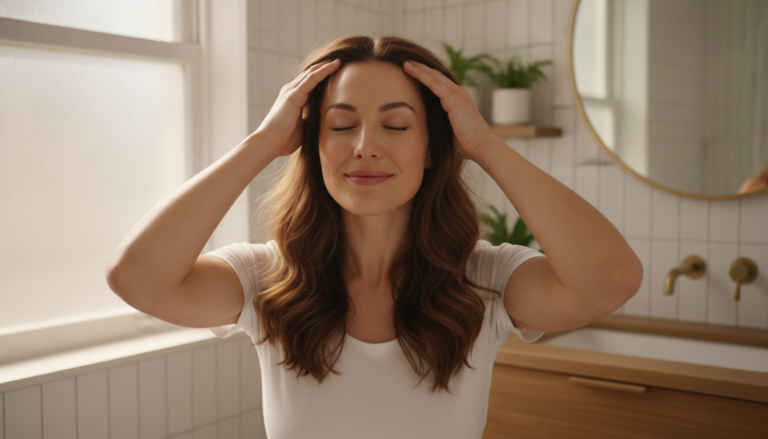 Hair Massage for Growth with gentle fingertips on a healthy scalp