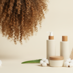 Hair Products for Low Porosity Hair arranged beside healthy curls