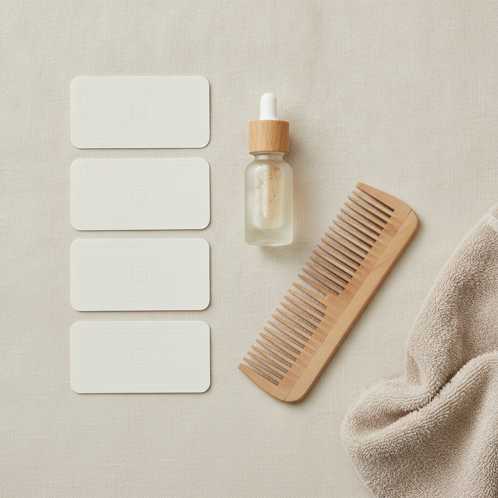 Hair care checklist with serum and comb