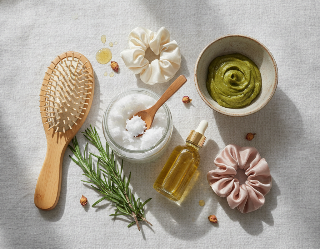 Hair care products and natural ingredients aesthetic Hair care products and natural ingredients aesthetic