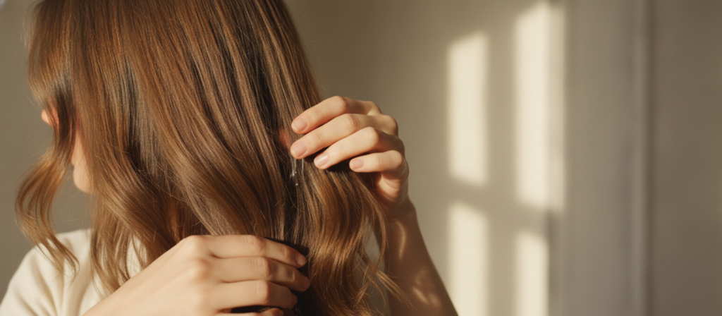 Hair oil used sparingly on dry hair lengths