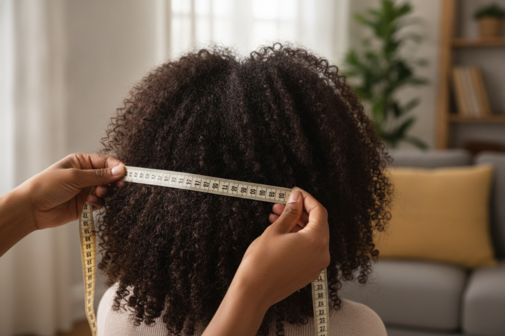 Healthy hair length measurement with a soft measuring tape