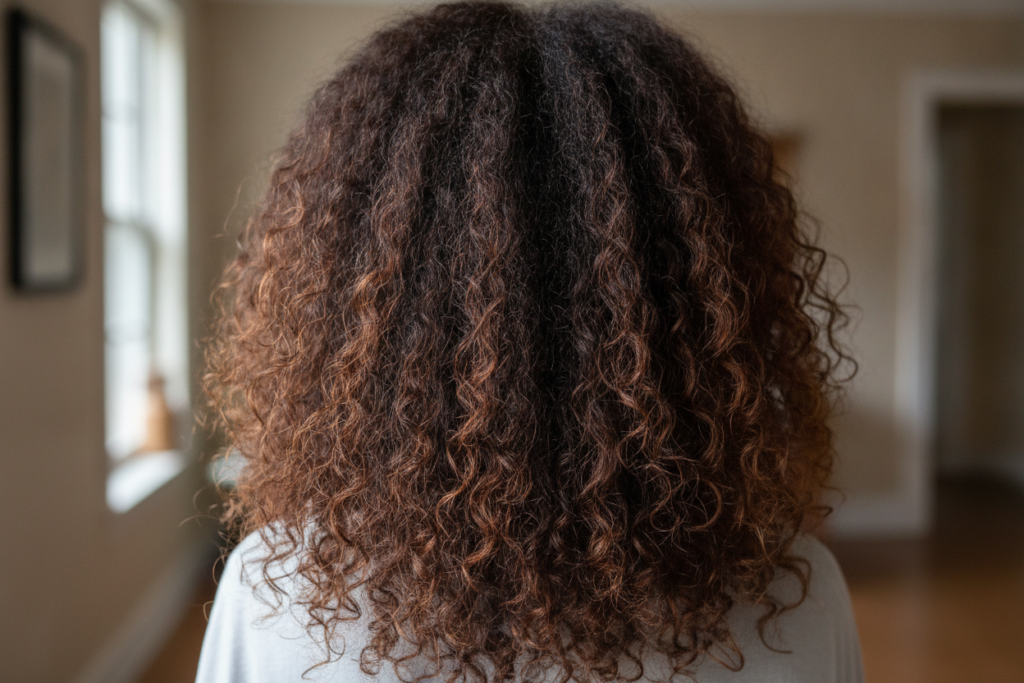 Healthy hair resting between heat styling days