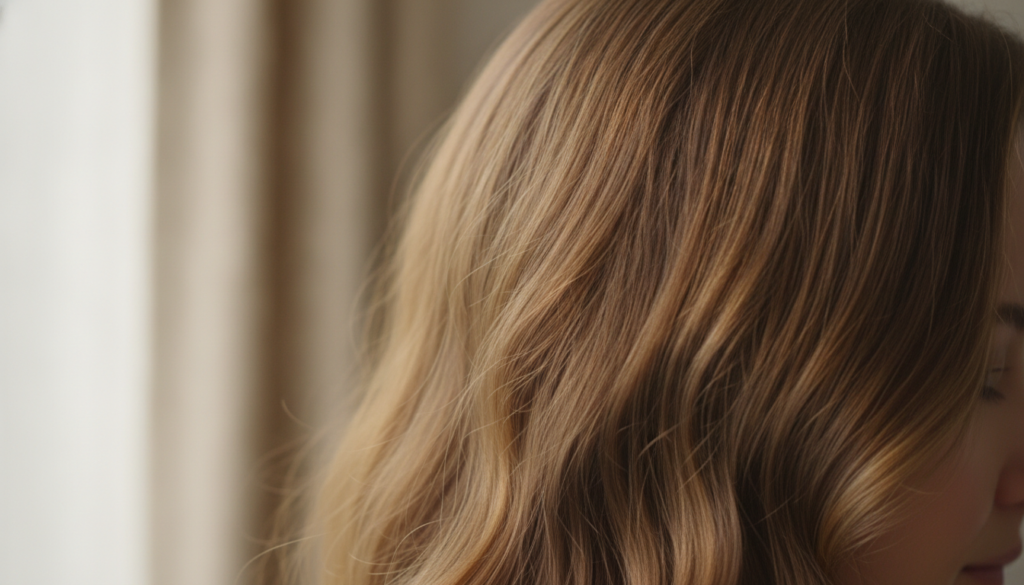 Healthy-looking hair and scalp viewed in soft natural light Healthy-looking hair and scalp viewed in soft natural light