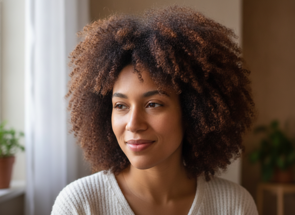Healthy-looking natural hair after a consistent home routine