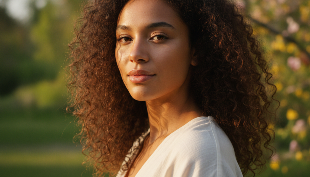 Healthy-looking natural hair after a gentle care routine