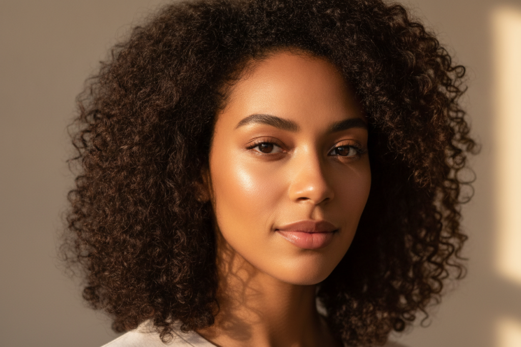Healthy natural hair after a simple hair mask routine