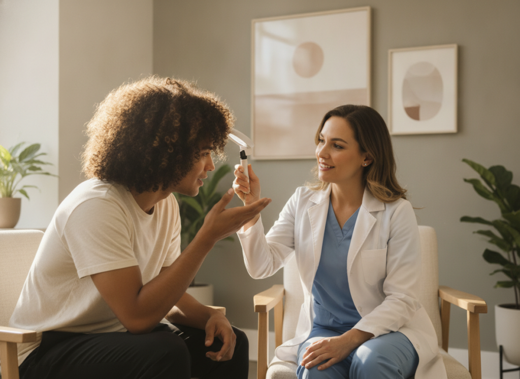 Healthy scalp consultation for questions about natural hair growth