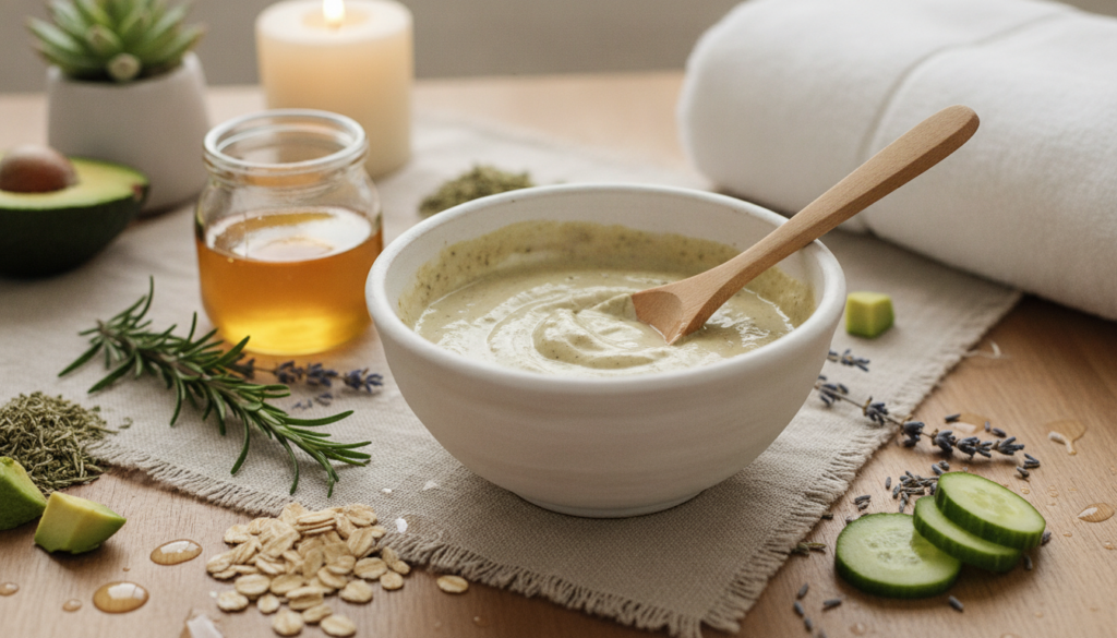 Homemade face mask with natural ingredients in a bowl