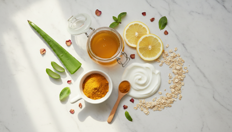 Honey Face Mask for Glowing Skin natural ingredients display