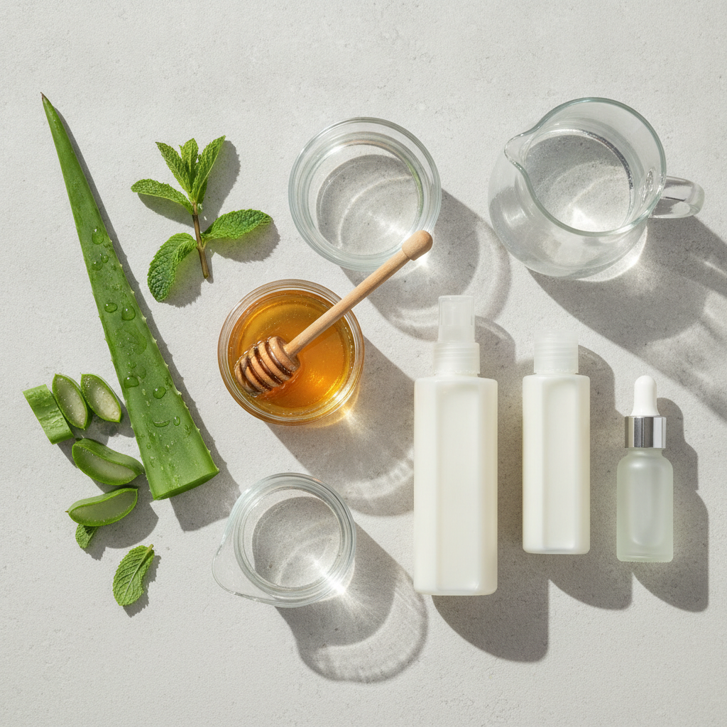 Honey aloe mint and lightweight hair care ingredients