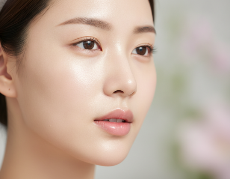 How to get glass skin showing luminous Korean beauty complexion with dewy translucent texture