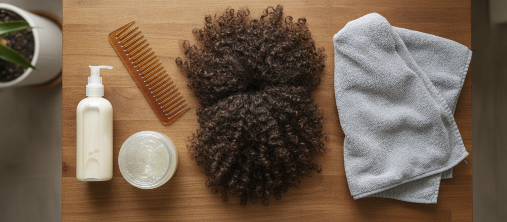 Leave-in conditioner and curl gel for wash day