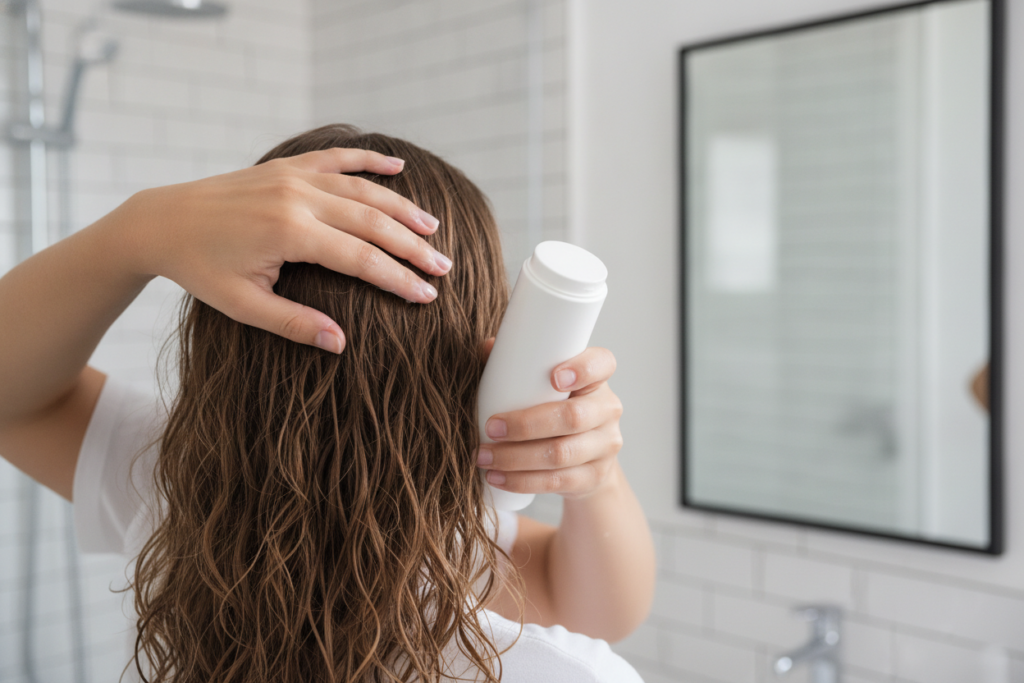 Leave-in conditioner applied to damp hair Leave-in conditioner applied to damp hair