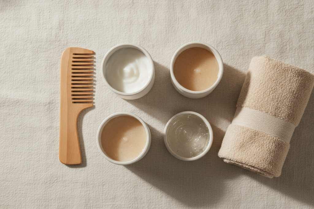 Leave-in conditioner curl cream and gel used for styling