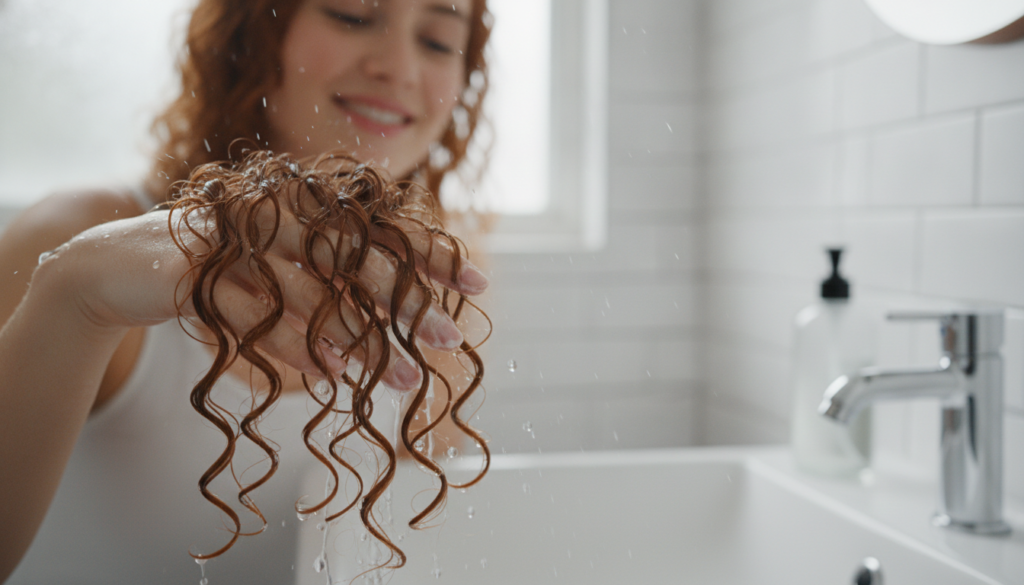 Light leave-in conditioner applied to wet curls