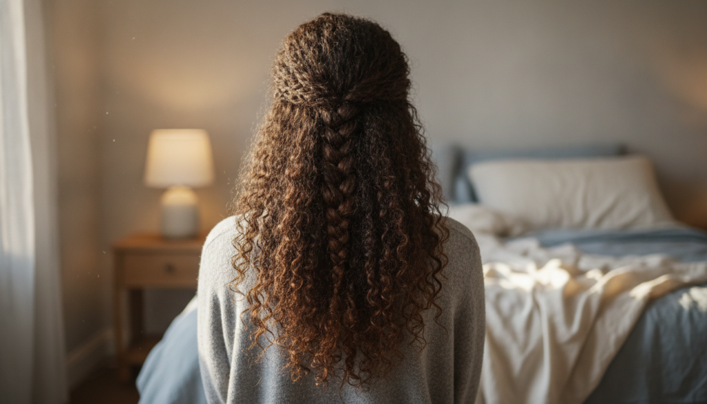 Loose protective hairstyle that limits pulling and damage