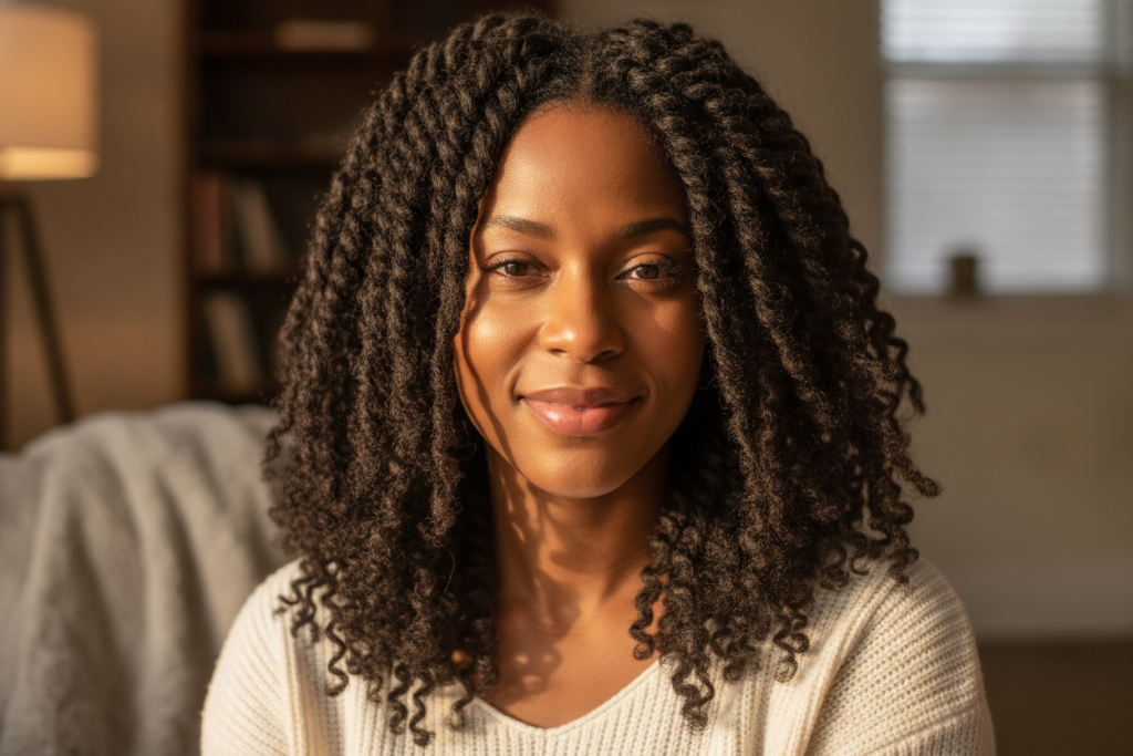 Loose twists as a low-tension protective style