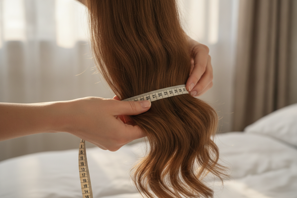 Measuring hair length during a long hair growth journey