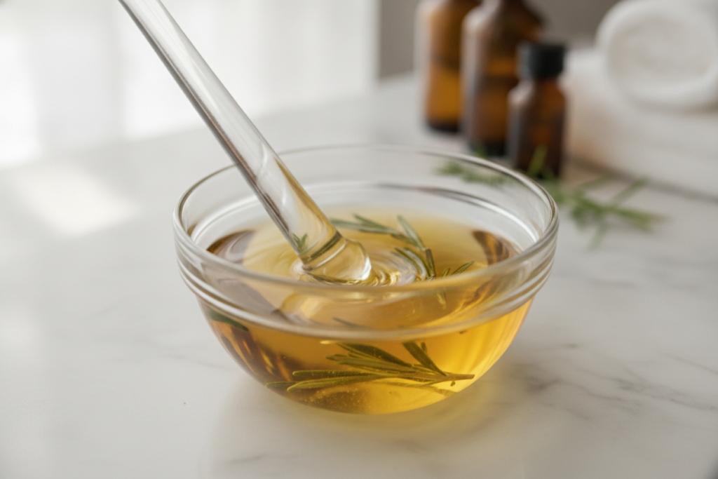 Mixing rosemary oil with carrier oil Mixing rosemary oil with carrier oil