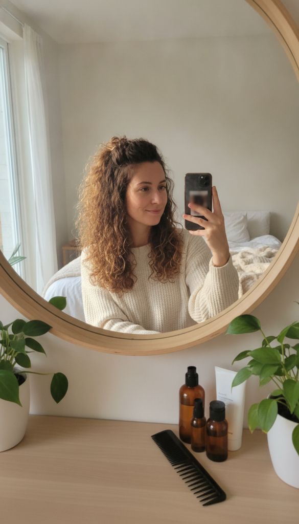 Monthly curly hair length tracking without text