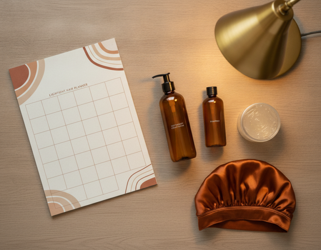 Monthly low porosity curly hair care planner