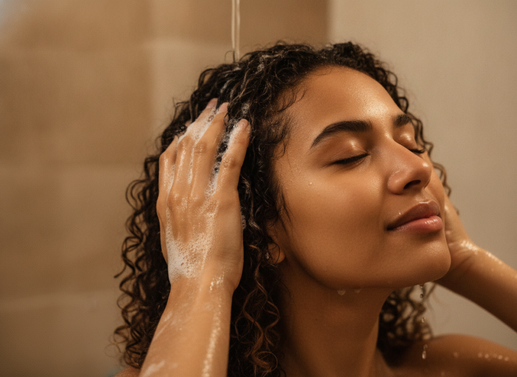 Natural Hair Growth Tips for gentle scalp cleansing