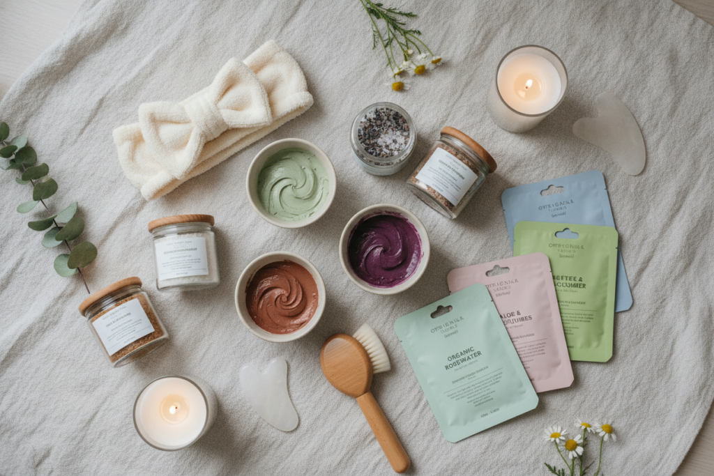 Natural face masks and weekly skincare treatments