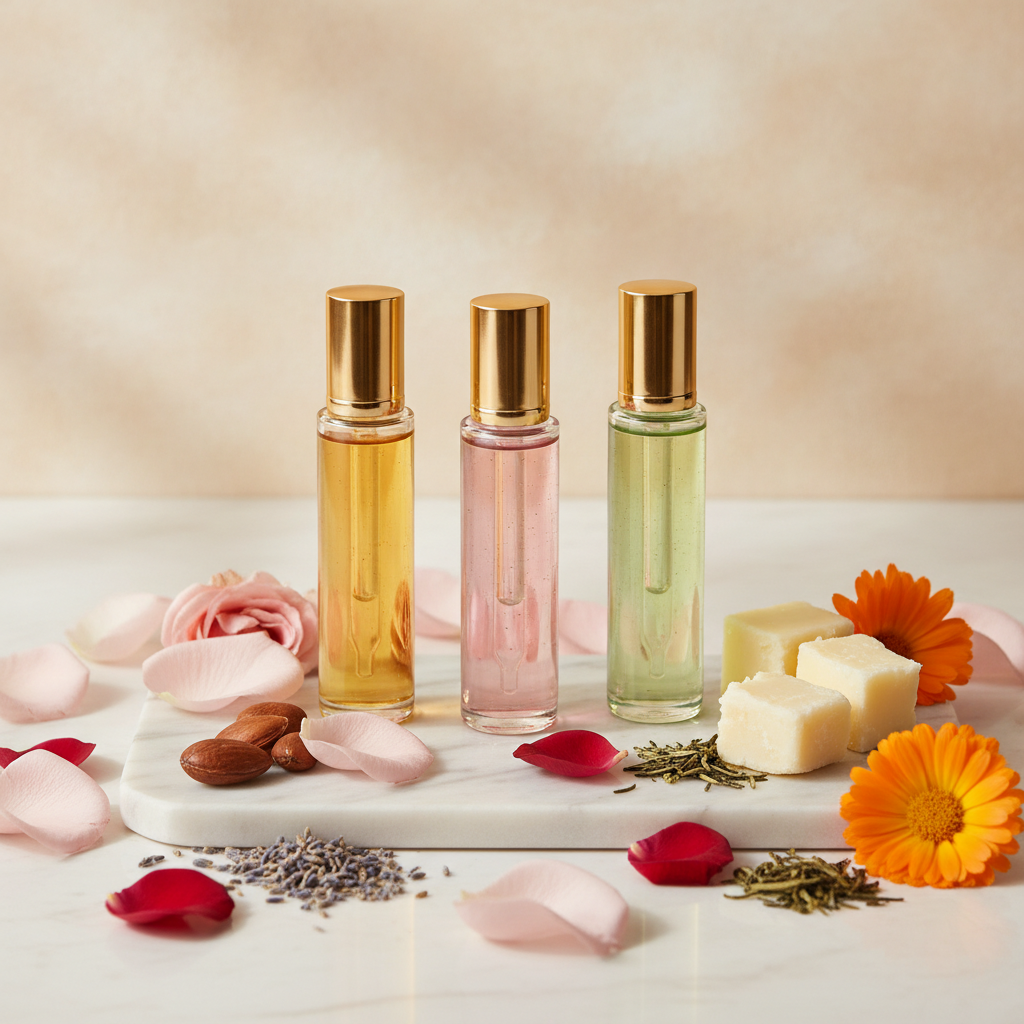Natural face oils and moisturizers with organic ingredients