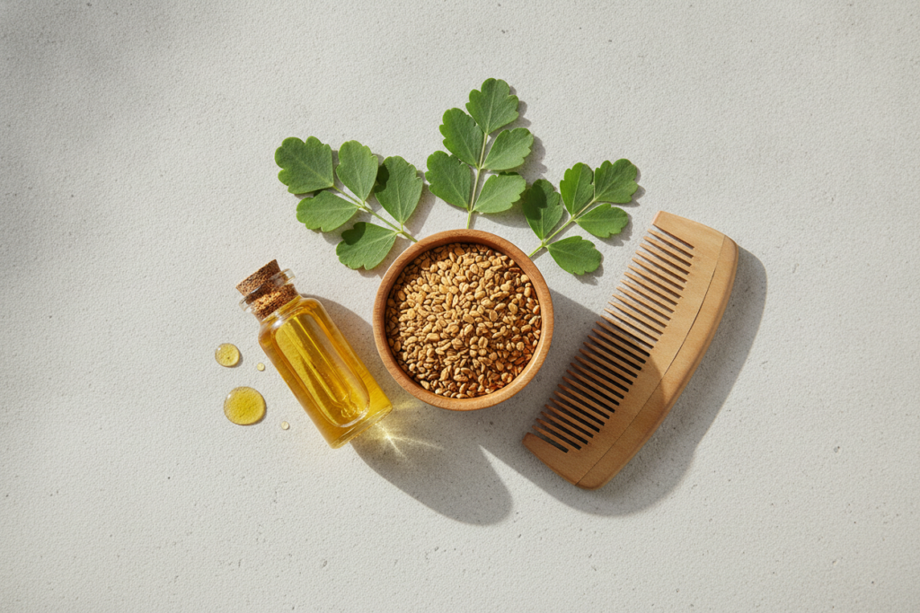 Natural hair care ingredients including fenugreek seeds and oil