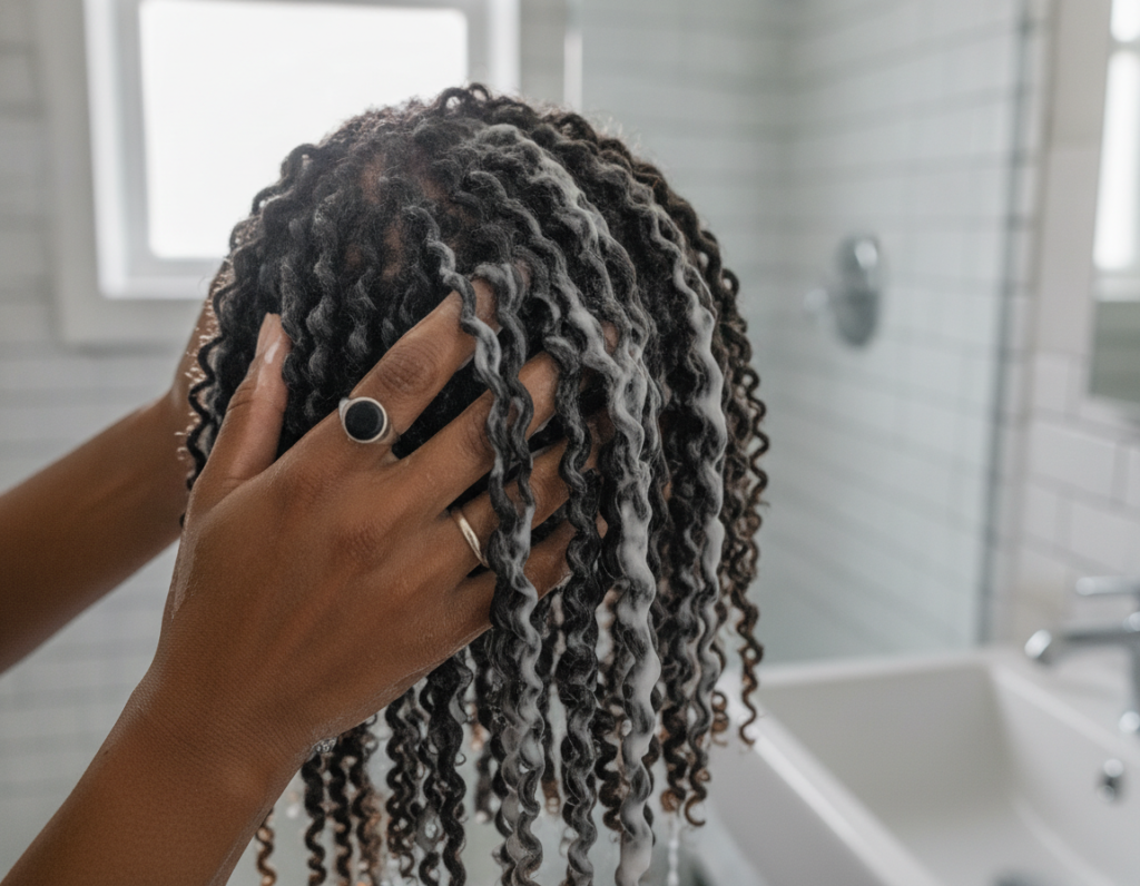 Natural hair porosity care with water and conditioner