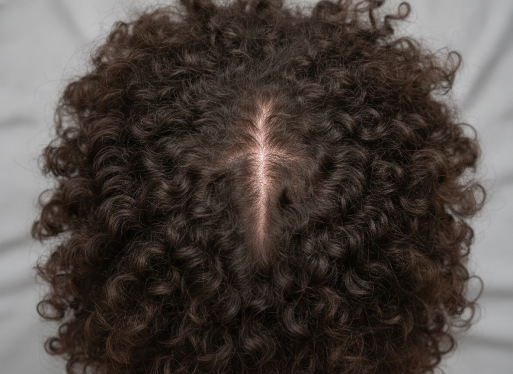 Natural scalp and hair density viewed from above