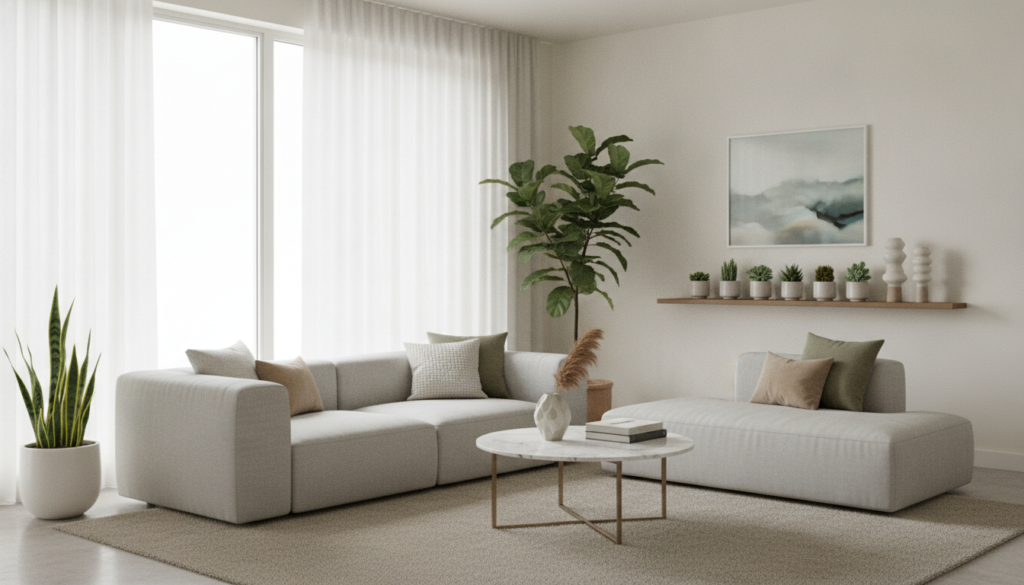 Organized minimalist living space aesthetic Organized minimalist living space aesthetic