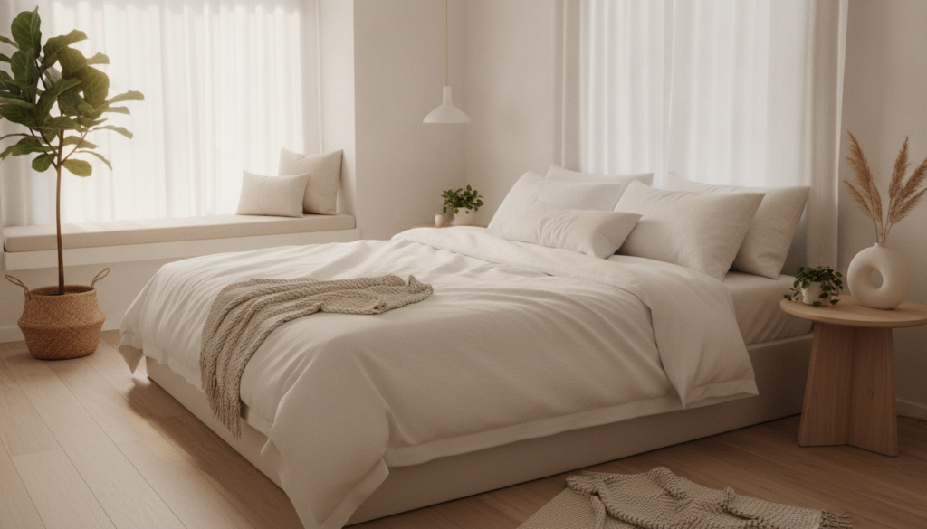 Peaceful bedroom aesthetic for quality sleep and recovery Peaceful bedroom aesthetic for quality sleep and recovery
