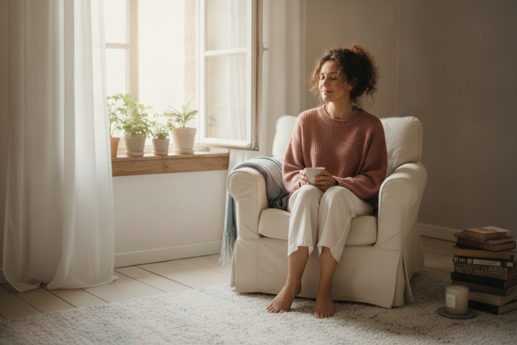 Person relaxing to manage daily stress