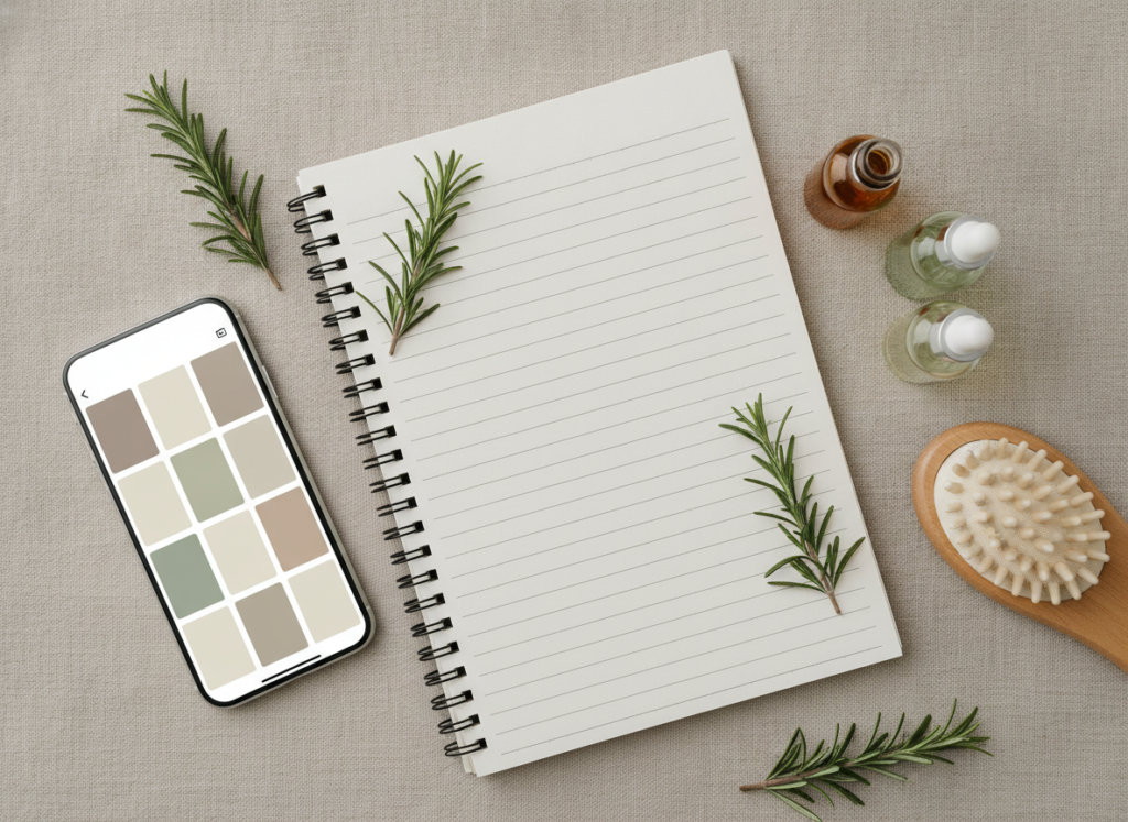 Pinterest planning notes for a rosemary hair oil guide Pinterest planning notes for a rosemary hair oil guide