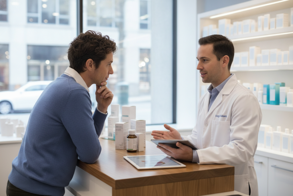 Professional discussion about minoxidil and hair loss treatment options
